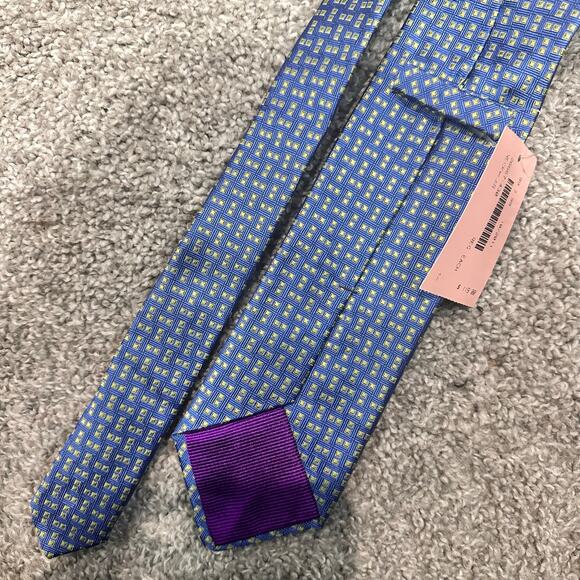 Tom James Ventura Blue Yellow Patterned Silk Tie NEW With Tags - Picture 3 of 7